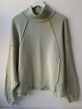 American Eagle Oversized Mock Neck Long Sleeve Top Green Small